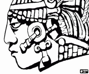Mayan warrior, head in profile coloring page