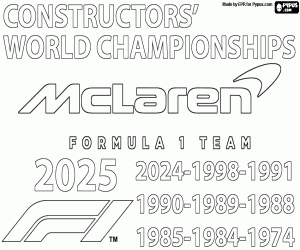 McLaren, F1 champions x10 in 2025 coloring page
