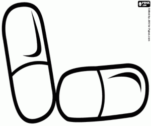 Medication in capsules coloring page