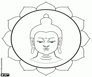Medicine Buddha in a lotus flower coloring page