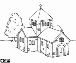 A medieval church coloring page