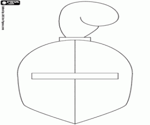 Medieval helmet with feathers coloring page