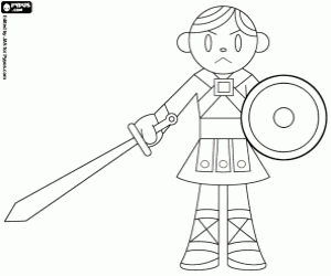 Medieval soldier in the battle coloring page