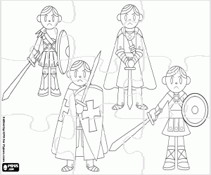 Medieval soldiers, puzzle coloring page