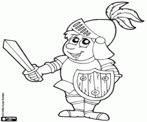 A medieval warrior with armor coloring page