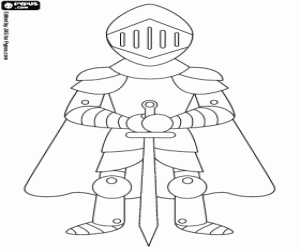 Medieval warrior with full armor coloring page