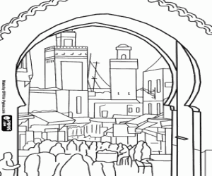 The Medina of Fes, Morocco coloring page