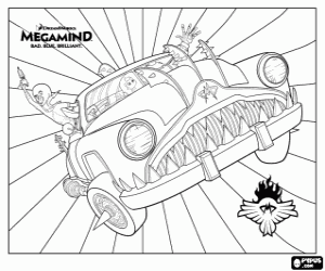 Megamid in the invisible car coloring page