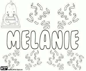 Melanie, feminine name coloring page
