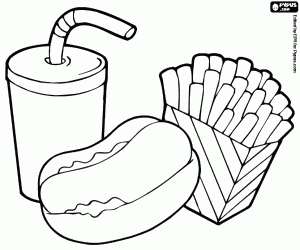 Menu with hot dog coloring page