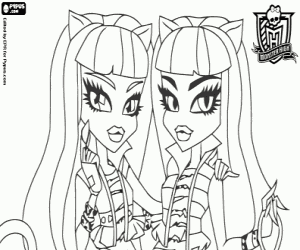 Meowlody nd Purrsephone,Monster High coloring page