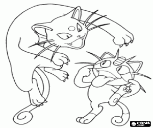 Meowth and Persian, Pokemon coloring page