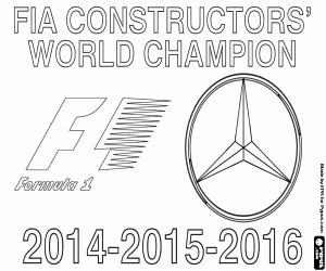 Mercedes, F1 champion 2014-15-16 coloring page