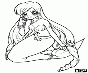 The mermaid princess Karen coloring page