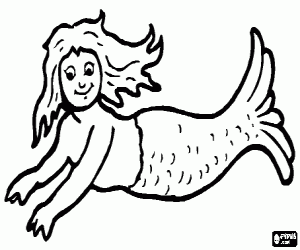 Mermaid swimming coloring page