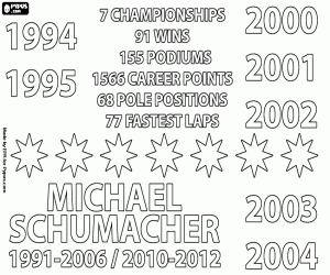Michael Schumacher, 7 F1 titles coloring page