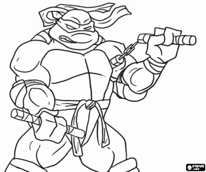 Michelangelo and the nunchakus coloring page