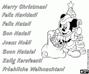 Mickey Mouse Christmas card coloring page