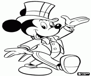 Mickey Mouse at the new year's eve coloring page