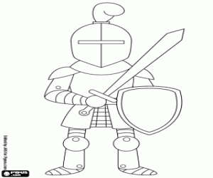 Middle ages warrior coloring page