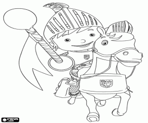 Mike the Knight with a lance coloring page