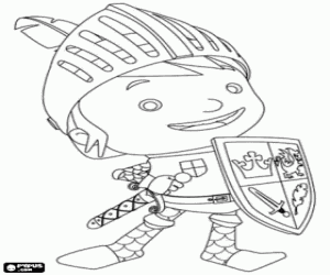 Mike with shield and armor coloring page