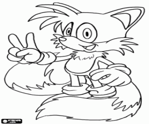 Miles Prower, character from Sonic coloring page