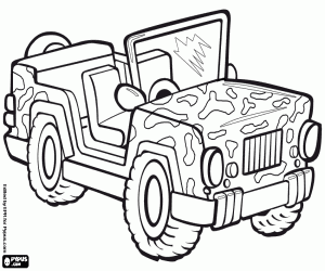 A military jeep coloring page
