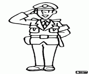 The military salute of a police coloring page