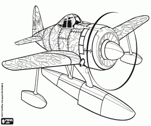 A military seaplane coloring page