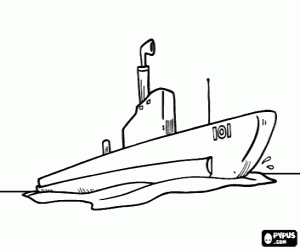 Military submarine coloring page