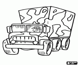 Military truck coloring page