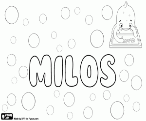 Milos, name in several languages coloring page