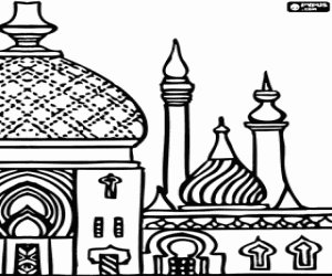 The minarets of a mosque coloring page
