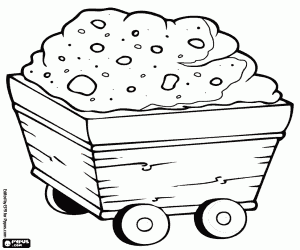 Mine cart with excavation material coloring page