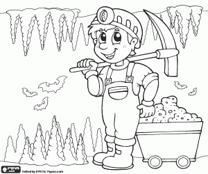 The miner inside the mine coloring page
