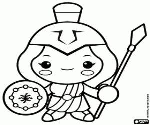 Minerva or Athena, Goddess of war coloring page