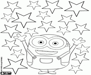 Minion Bob congratulates Christmas coloring page