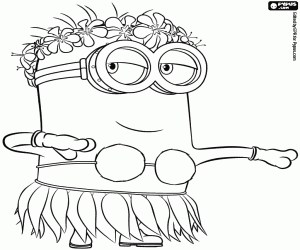 A minion dancing in Hawaii coloring page