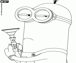 Minion ready with a gun coloring page