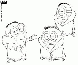 The Minions in the cold Antarctic coloring page