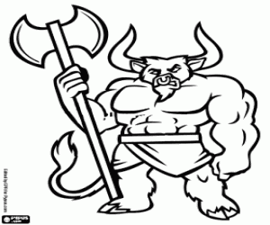 A Minotaur, a Greek mythology coloring page