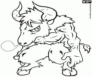 Minotaur, a hybrid monster coloring page