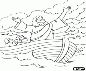 Miracle of the storm on the sea coloring page
