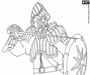 Miraz with sword and shield coloring page