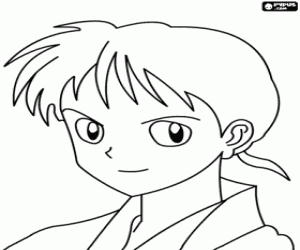 Miroku, a Inuyasha character coloring page