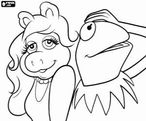Miss Piggy and Kermit, Muppets coloring page