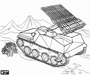 Missile launcher on military vehicle coloring page