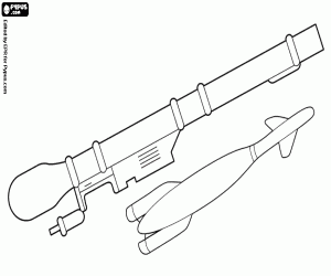 A missile and a missile launcher coloring page