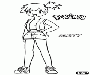 Misty, protagonist of Pokémon coloring page
